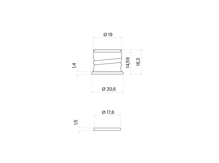 Silver aluminum cap 18/415
