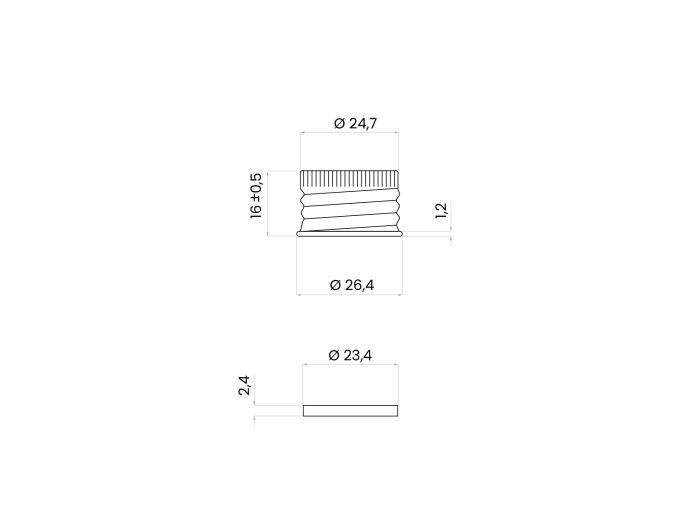 Gold aluminum cap 24/410