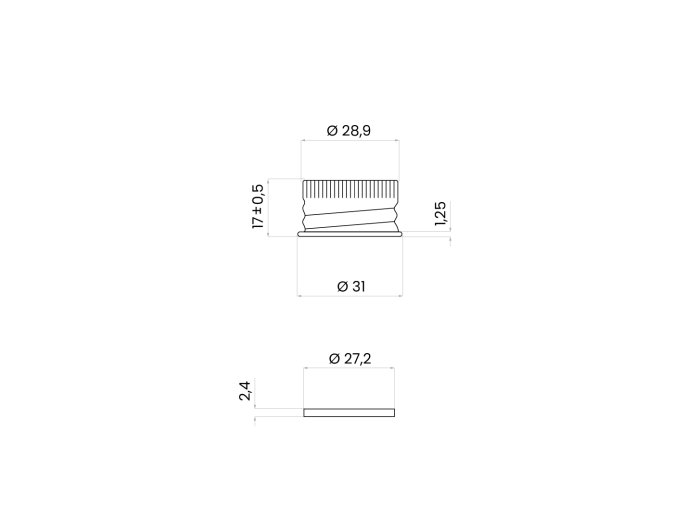 Silver aluminum cap 28/410